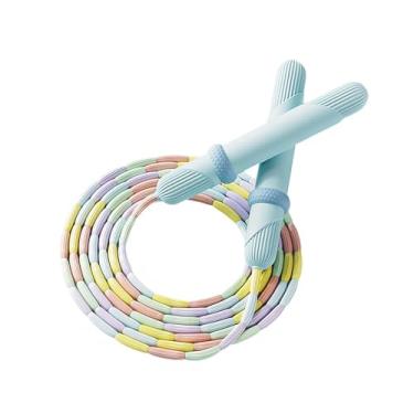 Imagem de YIJU Corda de pular infantil segmentada, corda de pular ajustável com contas, exercício para piso de cimento, gramado, terraço, crianças, Azul