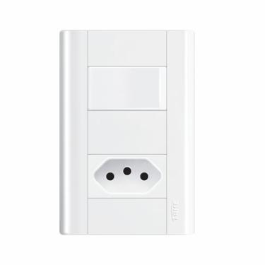 Imagem de CONJUNTO INTERRUPTOR SIMPLES E TOMADA 2P+T 10A/250V DISTANCIADOS – MODULARE - FAME