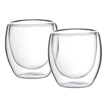 Imagem de Conjunto de 2 Copos de Vidro Borosilicato Duplo, 80ml, Parede Dupla com Isolamento Térmico, 6,5 x 6,0 x 6,3 cm