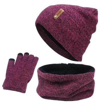 Imagem de Kit Gorro Touca + Cachecol Gola + Luva Touch Screen P/ Frio - Modas Fa