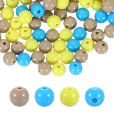 Imagem de HARFINGTON 100 contas redondas de acrílico azul claro 8 mm de diâmetro 1,9 mm furo de resina plástica bolas lisas contas soltas para fazer joias, pulseiras, colar, brincos, faça você mesmo