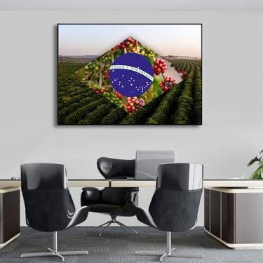 Imagem de Quadro Decorativo Exclusivo Personalizado Grande Bandeira Do Brasil Agro Sala Escritório 100x70 (Arte 05)