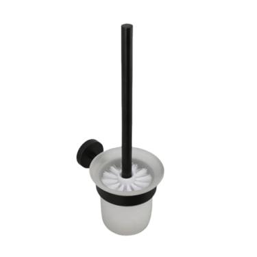 Imagem de Suporte para escova de vaso sanitário de parede, escova de limpeza de vaso sanitário, acessórios de banheiro em aço inoxidável, níquel preto, ouro rosa, acessórios de banheiro (preto fosco)