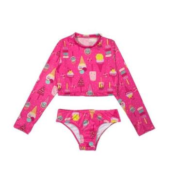 Imagem de Conjunto Infantil Menina Blusa Calcinha Proteção Solar Praia - Jagar, 