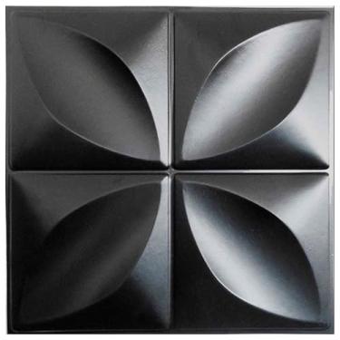 Imagem de Placas Decorativas PVC 3D Revestimento de Parede 25x25cm (Pétalas Preto, 30 Placas)