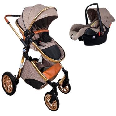 Imagem de Carrinho De Bebe Europeu Luxo 3 Em 1 Ares Plus Marrom Grena + Bebe Conforto - Passear Baby