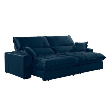 Imagem de Sofá Zeus Reclinável Retrátil Pillowtop E Espuma D28 Zarat Azul