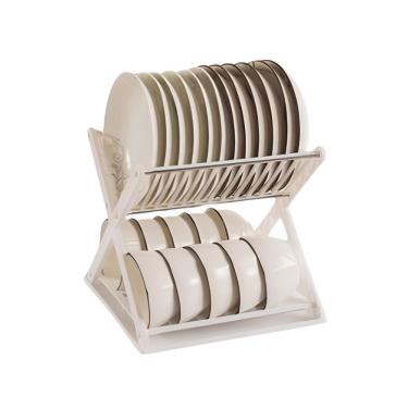 Imagem de Escorredor De Louça Compacto Duplo Com Porta Pratos E Talheres Preto