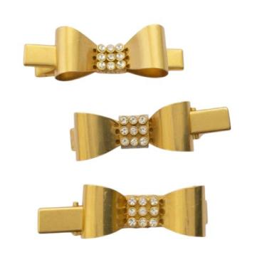 Imagem de Kit 10 Presilhas de cabelo Laço com Strass brilhoso de metal - Genéric