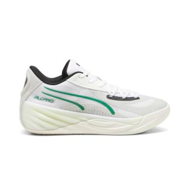 Imagem de PUMA Tênis masculino All-Pro Nitro, Branco quente/cinza glacial/verde arquivo, 39