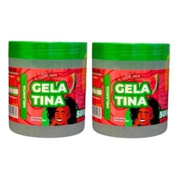 Imagem de Kit 2x Gelatina Hidratação Definição De Cachos E Volume Melancia 500g 