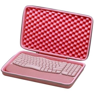 Imagem de XANAD Capa rígida para Logitech Wave Keys MK670 Combo/Wave Keys teclado ergonômico sem fio (rosa) - Interior: 38,4 cm x 23,4 cm x 4,8 cm