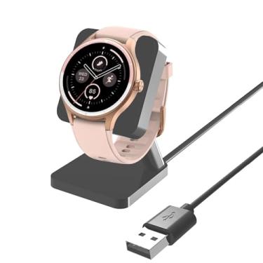 Imagem de Compatível com carregador de relógio inteligente FQQ, suporte de carregamento Lamshaw para mesa compatível com relógio inteligente FQQ DR06/TOOBUR DR06 de 1,27 polegadas (preto)