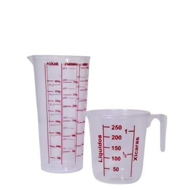 Imagem de Conjunto de copo medidor e jarra transparente para cozinha copo medidor graduado 500ml e 250ml