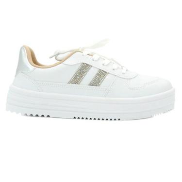 Imagem de Tenis Moleca Original Salto Flatform Amarrar Feminino 315, 35, Branco