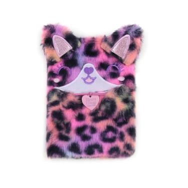 Imagem de BOLLEY JOSS Caderno de animais adorável diário de pelúcia para meninas mulheres adolescentes fofo gato fofo diário felpudo bloco de escrita A6 pautado 160 páginas