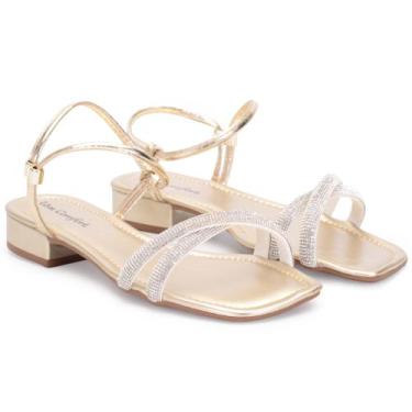 Imagem de Sandália Saltinho 2cm Brilho Confortavel Strass Luxo Qualidade Barato 