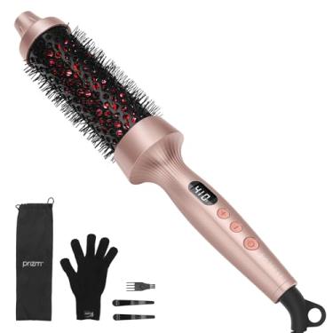 Imagem de Prizm Escova térmica de ondulação infravermelha, escova redonda aquecida iônica de 3,8 cm para aparência de explosão, 4 configurações de temperatura e tela de LED, design antiqueimaduras, escovas