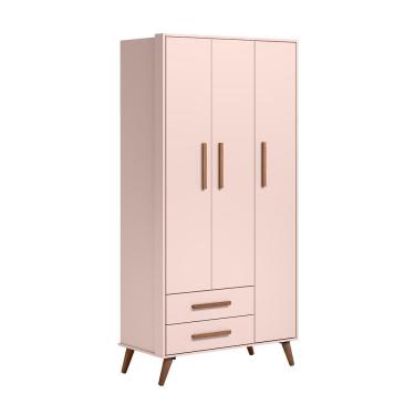 Imagem de Guarda-roupa Mari 3 Portas 2 Gavetas Retrô Rosa