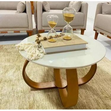 Imagem de Mesa De Centro Redonda Cebola Decorativa Luxo Off White - JONIEL DECOR