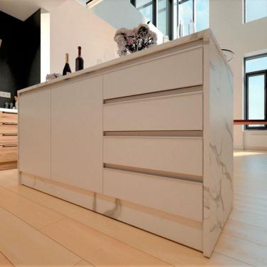 Imagem de Bancada Bartira Gourmet 2 Portas 4 Gavetas E 1 Prateleira Branco Com Thassos