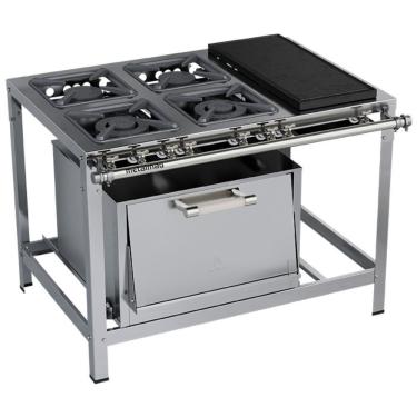 Imagem de Fogão Industrial Stori Premium 4 Bocas 30x30 Forno Com Chapa M22 Aço Inox 430 Metalmaq Fogão Baixa Pressão