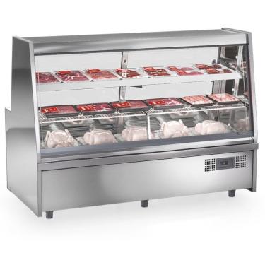 Imagem de Balcão De Frios E Avícola Aquecido Grta200a Gelopar Expositor De Carnes Inox 2mt 220v