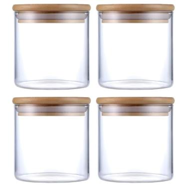 Imagem de Kit 4 Potes Herméticos Vidro Tampa Bambu 10 x 10 cm 650ml