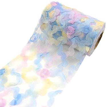 Imagem de Yuanchuan Rolos De Tule Floral 4,7" X 10 Jardas (30 Pés) Azul Para Caminho Mesa, Cadeira, Faixa, Laço, Saia Tutu Animais Estimação, Tecido Costura, Artesanato, Casamento, Unicórnio, Festa Halloween,