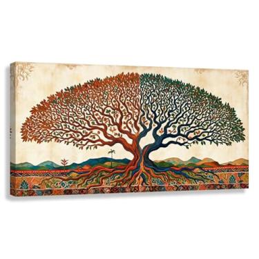 Imagem de Árvore da Vida Arte de Parede Impressão em Tela Decoração Fotos Pintura Tons Quentes Para Sala de Estar Quarto 60x30cmx1
