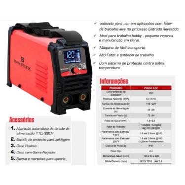 Imagem de Maquina Inversora De Solda Elétrica Portátil Bambozzi Bivolt