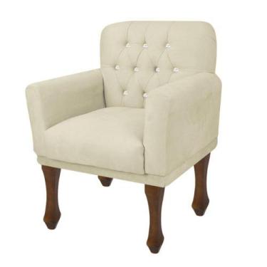 Imagem de Poltrona Decorativa Com Pés Retro Safira - In-9 Decor, Suede Bege