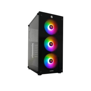 Imagem de Gabinete Gamer Hayom 3 Fans S/Fonte ATX MidTower Vidro Temperado Preto – GB1769