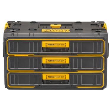 Imagem de Dewalt Caixa de Ferramentas Tripla com Gavetas Toughsystem, Organizador com Capacidade de 19,8kg por Gaveta, com Sistema de Fechamento Rápido, Modelo DWST08330