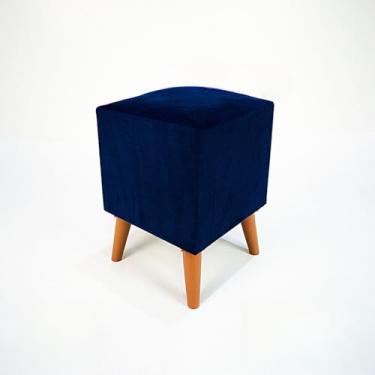 Imagem de Puff Pé palito Suede Decorativo Conforto e Sofisticação para seu Quarto Sala e Penteadeira(Azul)