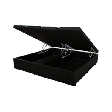 Imagem de Cama Baú Preta Queen Arezzo Black White Molas Ensacadas - Portobel