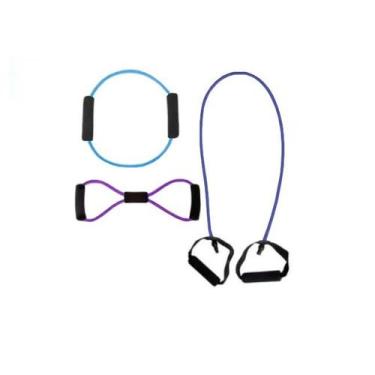 Imagem de Kit 3 Elásticos Extensores Exercícios Pilates Musculação - B2T, Azul c