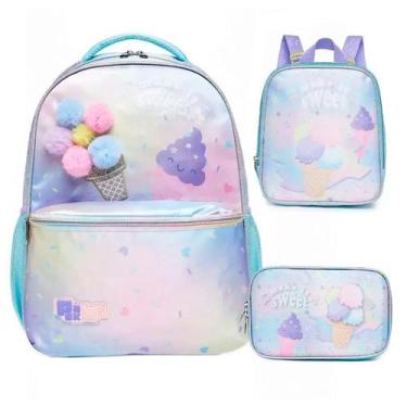 Imagem de Mochila De Costas + Lancheira + Estojo Pack Me Fresh Sorvete - Pacific
