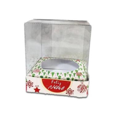 Imagem de Caixa Panetone 100G Feliz Natal Verde 10Und - Embala Cristal