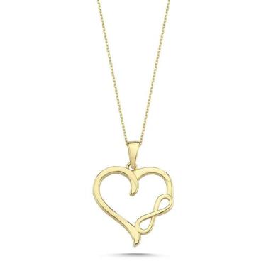 Imagem de Colar Wish Carat Infinity Heart em ouro real 14k 18 polegadas