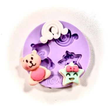 Imagem de F1319 molde de silicone urso estrela arco-íris confeitaria biscuit - c