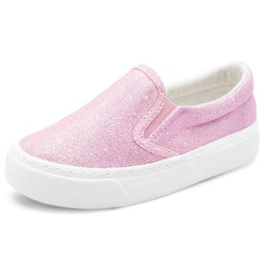 Imagem de Toandon Tênis infantil com glitter com lantejoulas brilhantes de 2 a 10 anos, Glitter rosa, 12 Little Kid