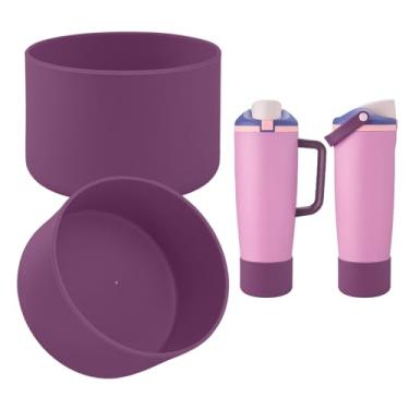 Imagem de BKBY 2 peças de bota de silicone compatíveis com garrafas e copos FreeSip Sway Owala de 850 g e 1,134 g, capa protetora antiderrapante para copo Freesip Sway (berinjela roxa)