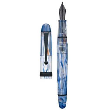 Imagem de Asvine V126 Caneta-tinteiro com enchimento a vácuo, ponta de acrílico espiral azul 1,1 mm, desenho artístico de caligrafia com conjunto de capa