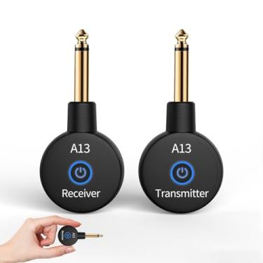 Imagem de Receptores Transmissores de Microfone Sem Fio A13, Microfones Sistema de Guitarra, Acessórios de Guitarra de 2,4 GHz, Sem Latência, Alcance de 30,5 m, Bateria Recarregável de 5 Horas, Plug & Play (1TX