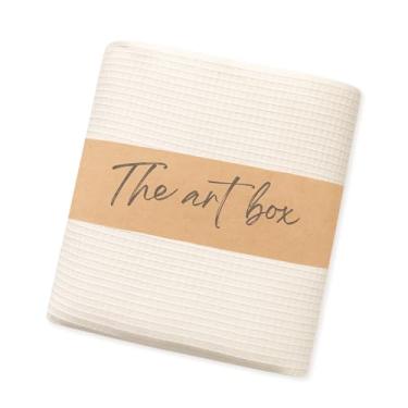 Imagem de THE ART BOX Tecido waffle de peso médio 100% algodão – 10 metros de material branqueado para costura, vestuário e artesanato