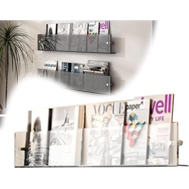 Imagem de Porta-revistas, Porta-folhetos De Acrílico Suporte De Exibição De Folhetos Suporte De Folheto Transparente Suporte De Folheto Pendurado Rack De Informações Rack De A, Grey, 50cm