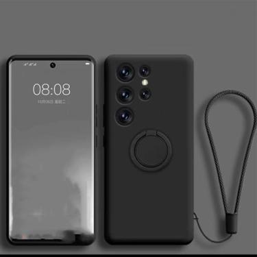 Imagem de HPQWN Capa de silicone magnética para Galaxy A55 com alça de anel (para Galaxy A55/preto)