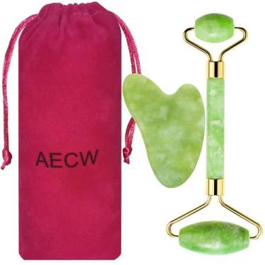 Imagem de Conjunto Jade Roller e Gua Sha para massagem facial e ocular - AECW
