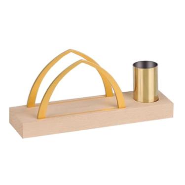 Imagem de Suporte de guardanapo quadrado suporte de toalha de papel vertical premium com madeira maciça de faia de nogueira de aço inoxidável dispensador de guardanapo (madeira, 20 * 2,6 * 9 cm)